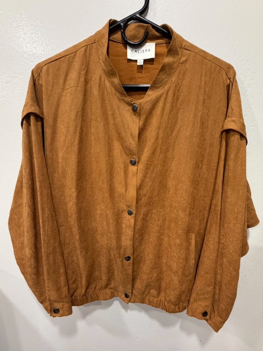 Calista Caramel Brown Bomber Style Top Small